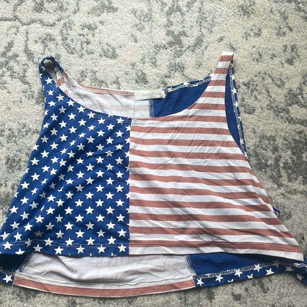 Mink pink cropped American Flag tank!